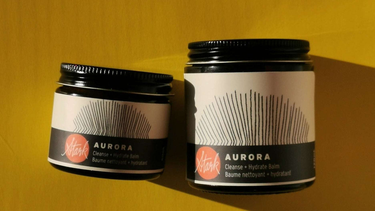 Aurora Cleansing Balm, Multipurpose balm with seabuckthorn oil and cocoa butter in 2 sizes: 60ml and 120ml jar.