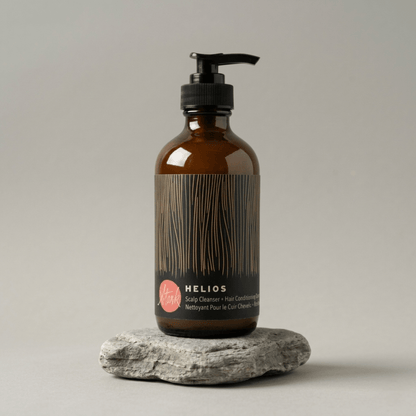 Helios scalp cleanser and conditioner by Stark Skincare — botanical hair care with sunflower extract for fine wavy hair